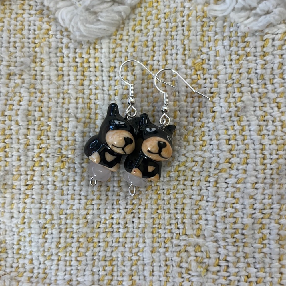 Beaded dog earrings